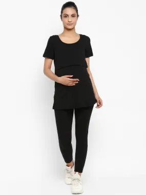 2pc. Maternity Overbelly Leggings + Feeding T-Shirt