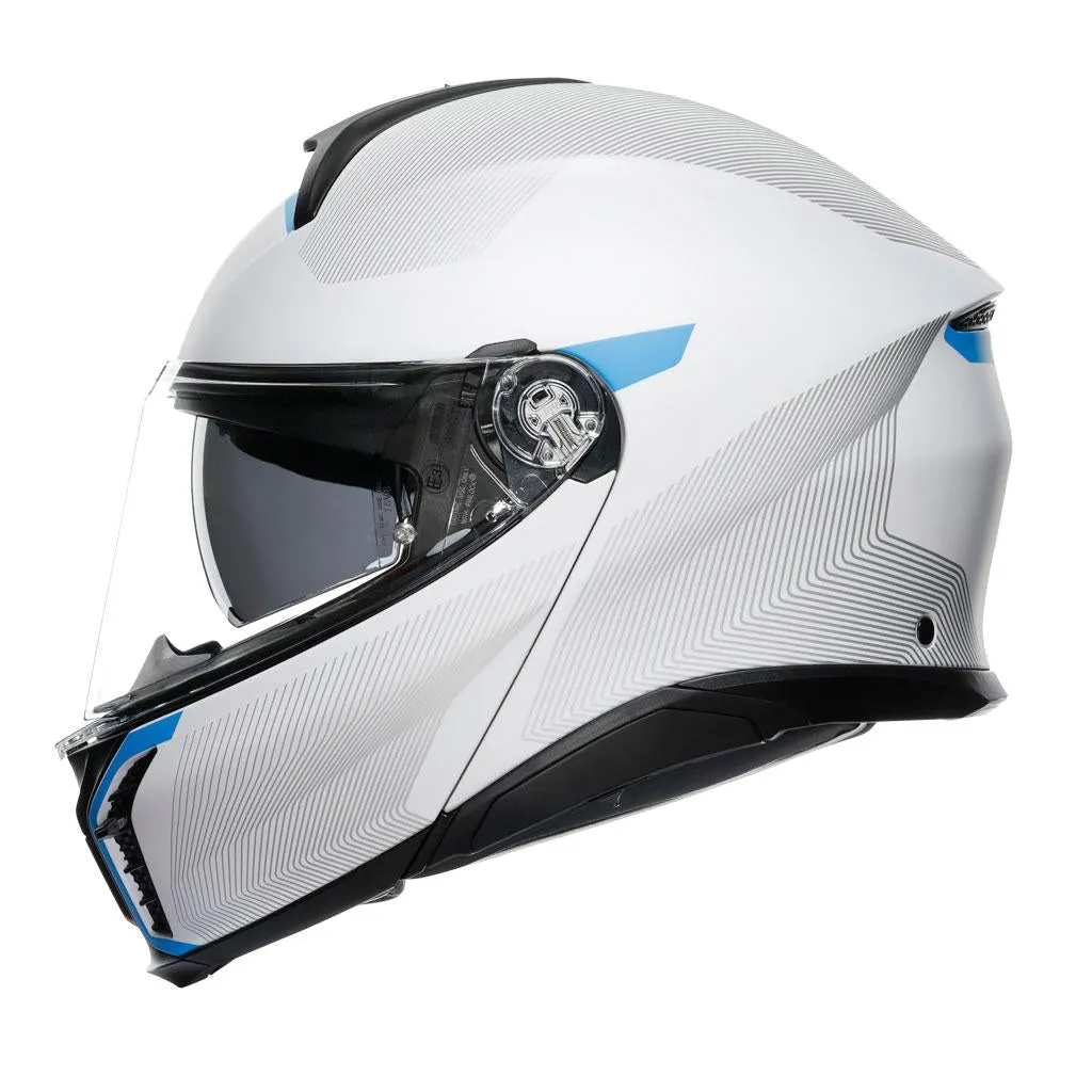 AGV - Tourmodular White/Blue Helmet & Intercom System Combo