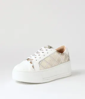 ALFIE & EVIE Frankie White Gold Leather Sneakers