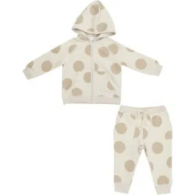 Angel Dear French Terry Beige Dot Hoodie And Jogger, Beige