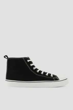 Ardene Ardene Man Canvas High Top Sneakers For Men in Black | Size | Rubber | Eco-Conscious