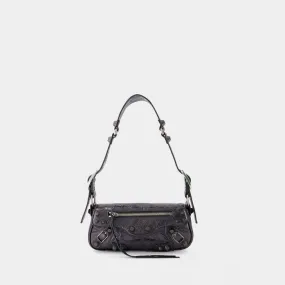 BALENCIAGA Mini Metallic Grey Lamb Leather Shoulder Bag XS