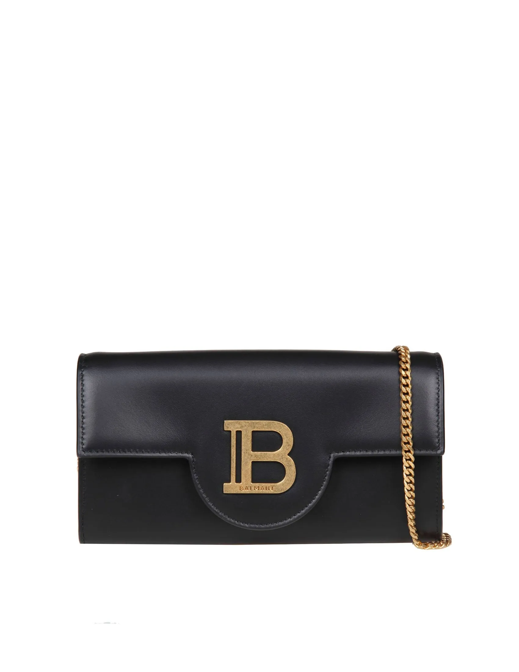 BALMAIN BUZZ WALLET BAG IN BLACK LEATHER