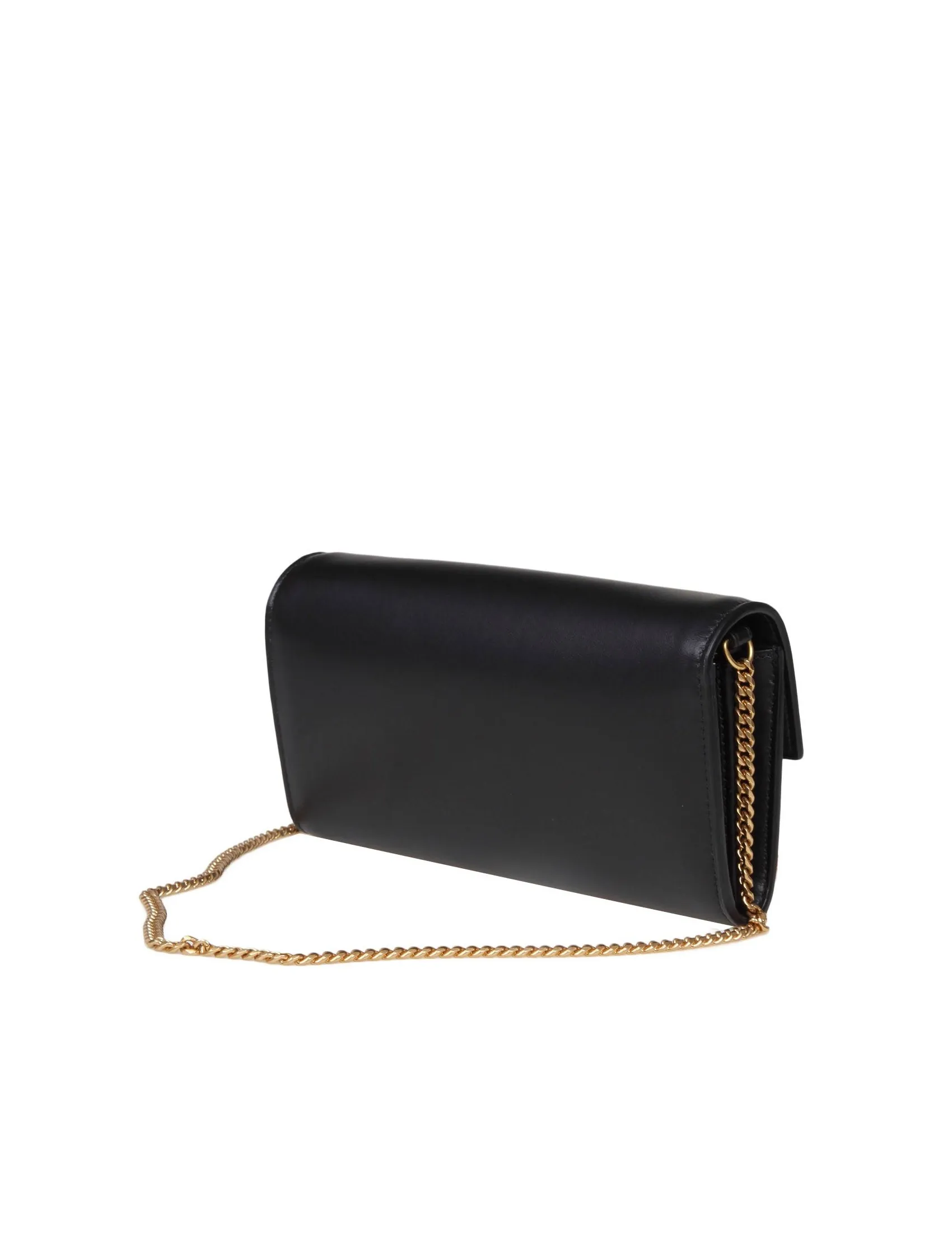 BALMAIN BUZZ WALLET BAG IN BLACK LEATHER