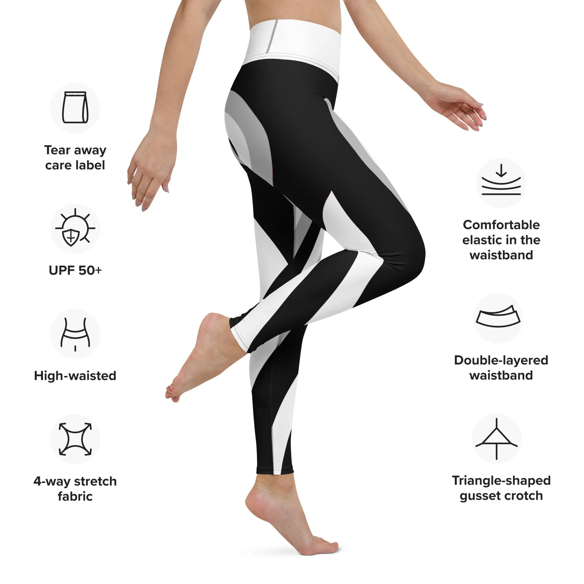 Black & White Heart Shaped Tunnel Yoga Leggings