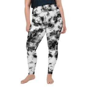 Black & White Tie Dye Plus Size Leggings