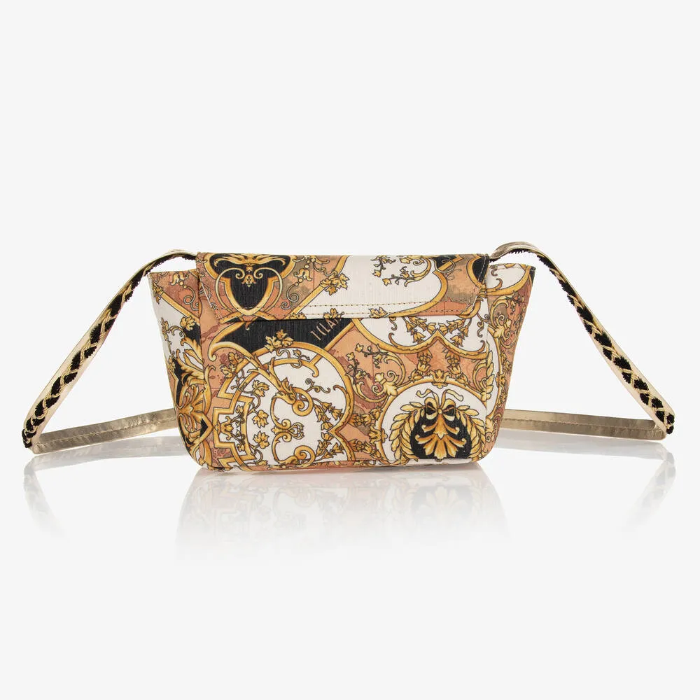 Black & Beige Tile Print Shoulder Bag (23cm)