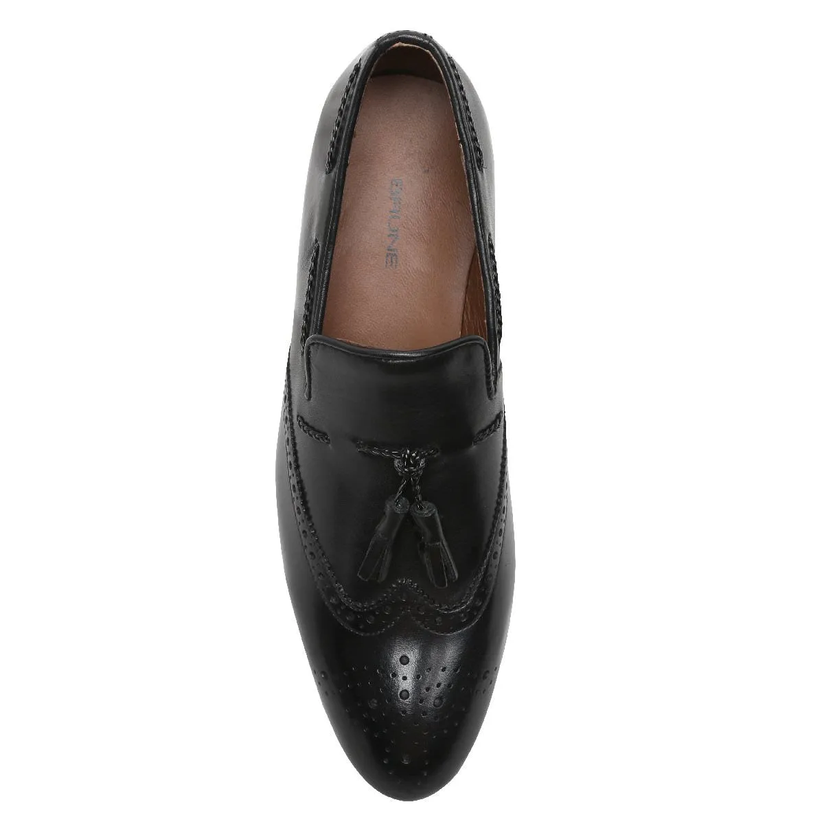 Black Side Lacing Medallion Toe Formal Tassel Slip-On Shoes By Brune & Bareskin