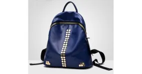 Blue Black Red Hexagonal Studs Vintage School Funky Bag Backpack