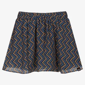 Blue Chiffon Zigzag Skirt