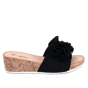 BM Wedge sandals with flowers from Peluso Black