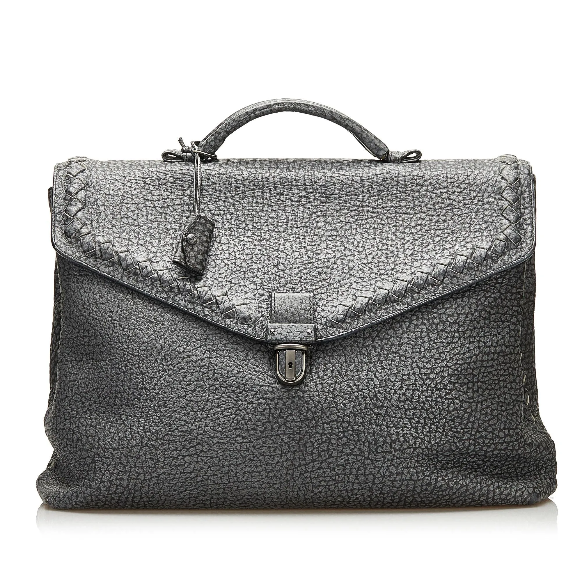 Bottega Veneta Leather Intrecciato Trimmed Business Bag