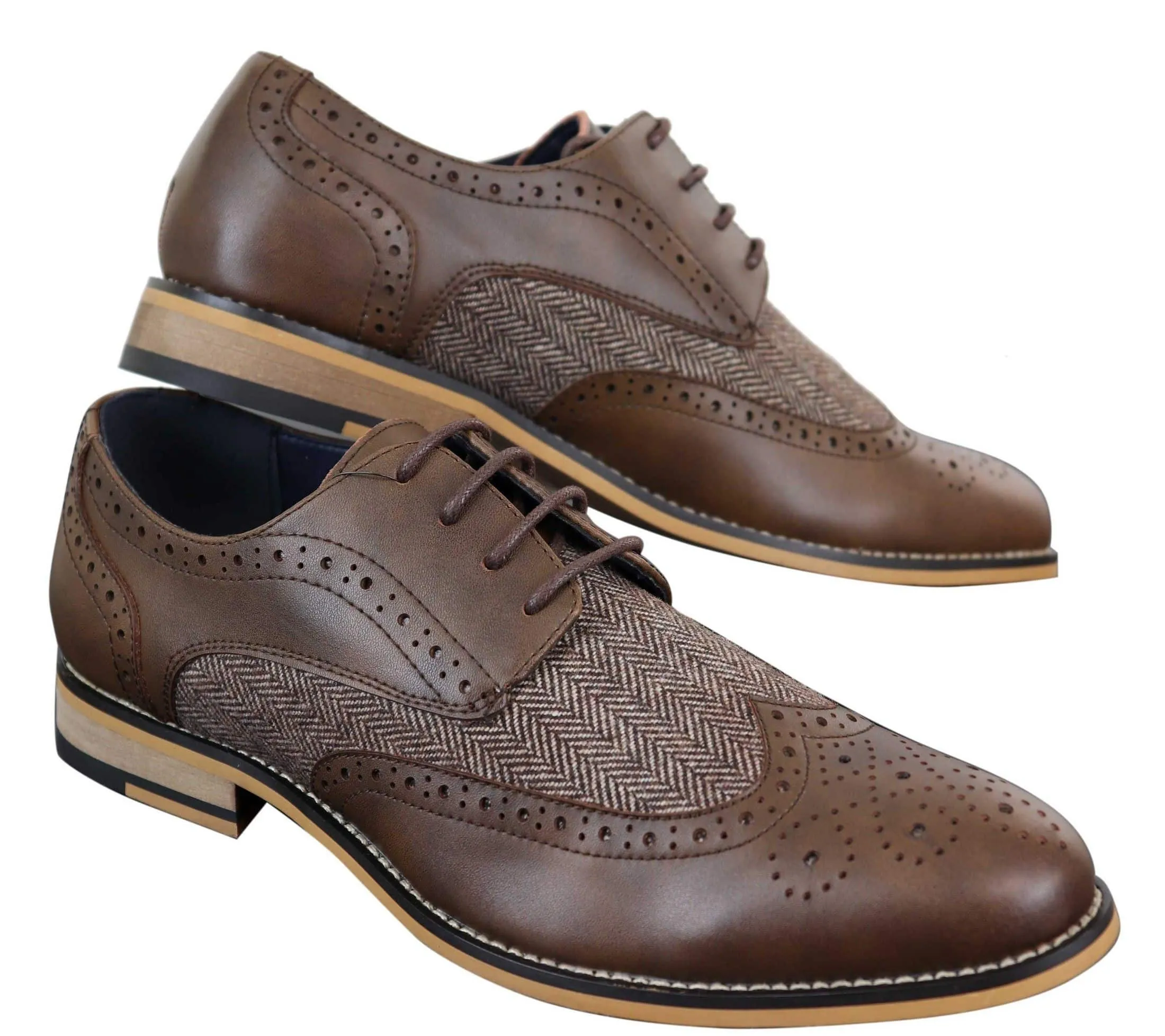 Cavani Horatio - Men's Tweed & Leather Oxford Shoes