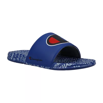 Champion Little & Big  Boys Mega Script Repeat Slide Sandals