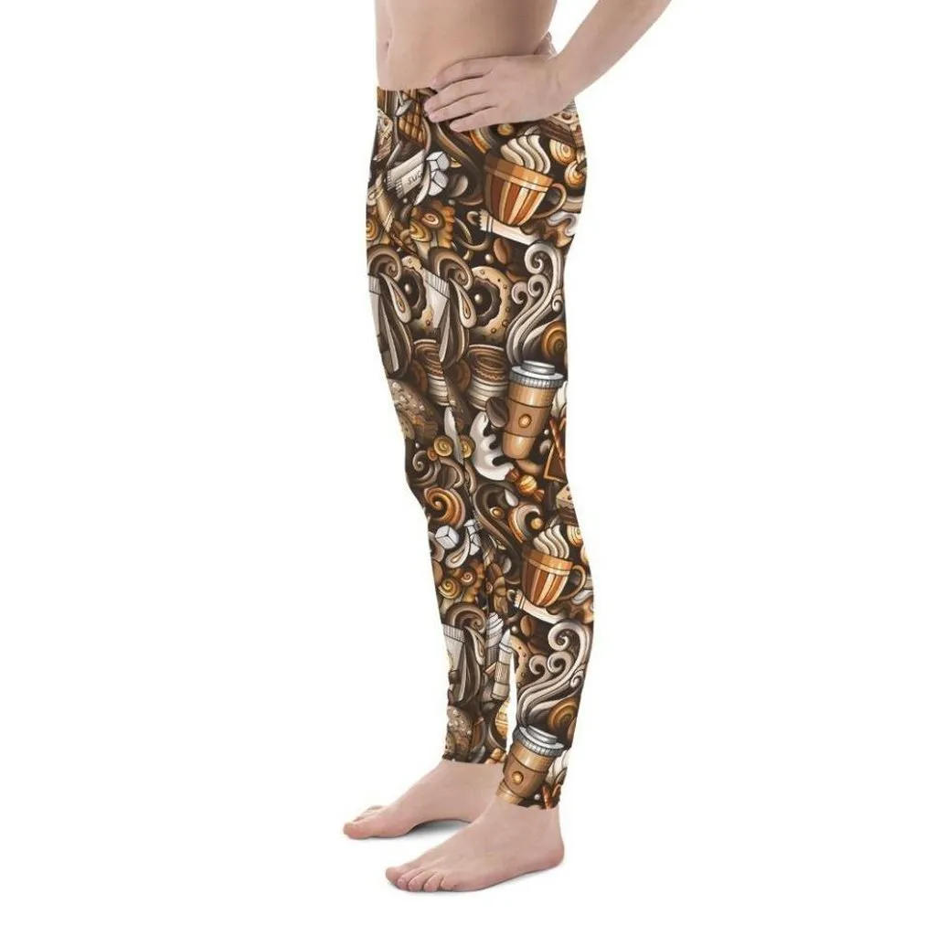 Coffee Shop Print Men's Leggings