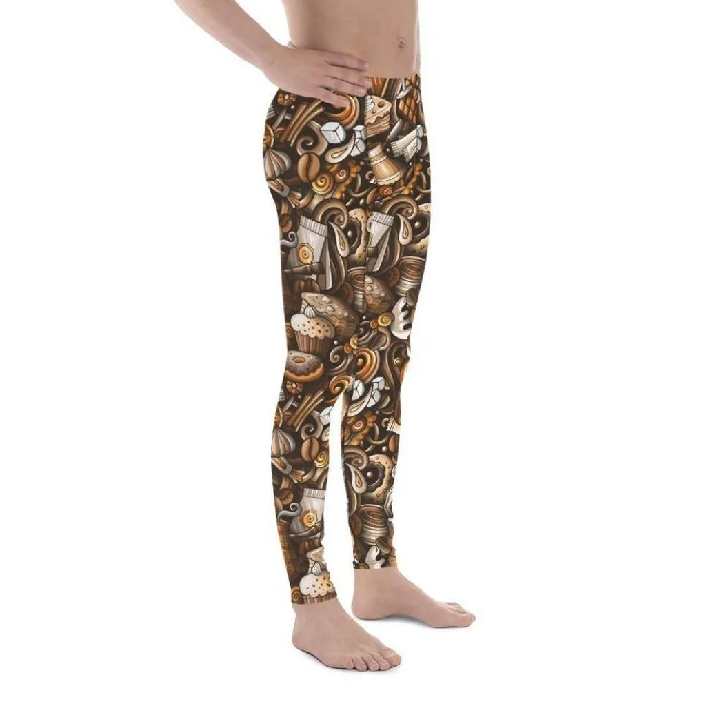 Coffee Shop Print Men's Leggings