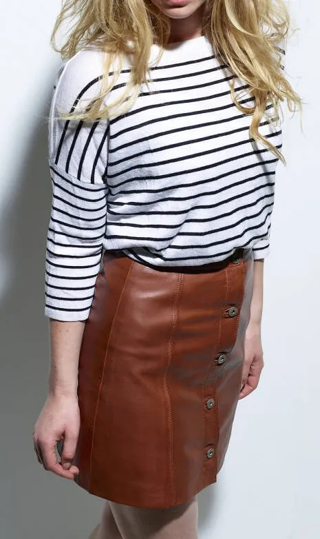 Cognac leather skirt 101468