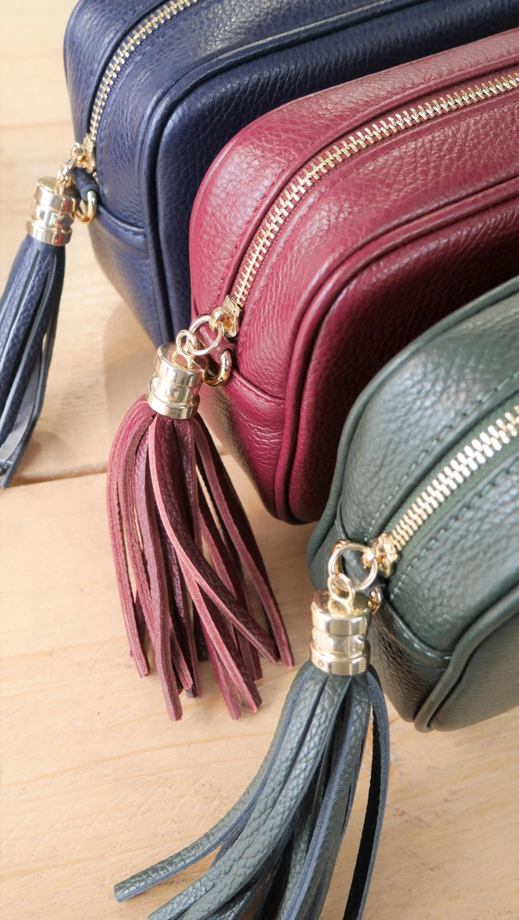 Cross Body Leather Bag Burgundy