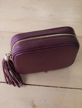 Cross Body Leather Bag Burgundy