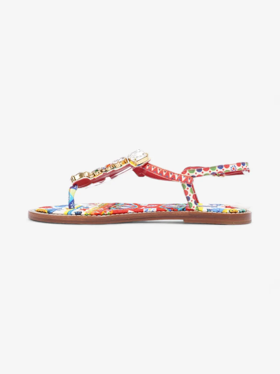 Crystal-Embellished Flat Sandals Multicoloured Leather EU 37 UK 4