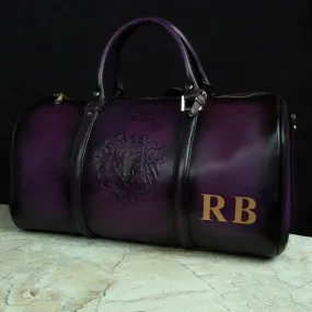 Customized RB Hand-Paint  Initial Purple Leather Duffle Bag with by Brune & Bareskin