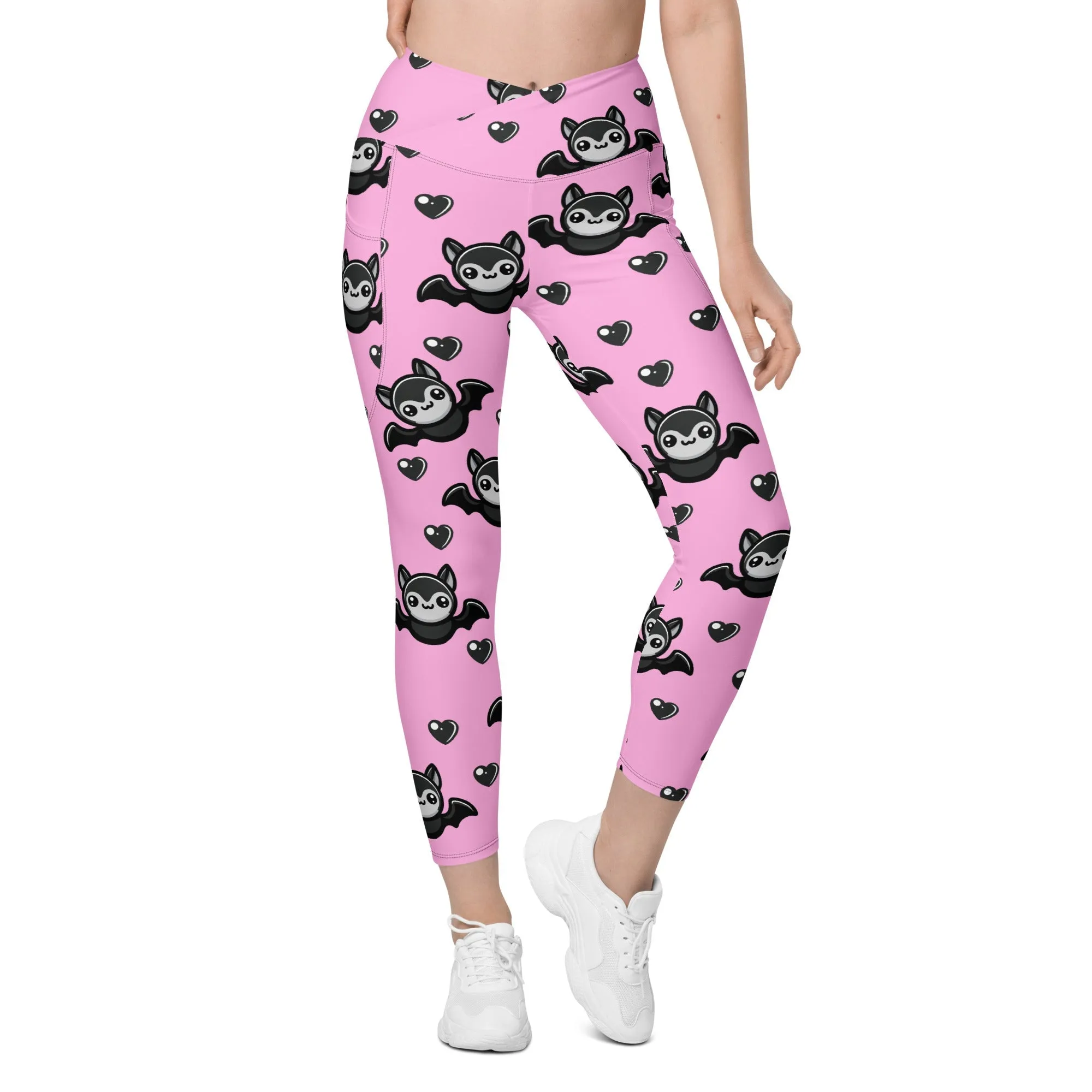 Cute Bats Crossover Leggings With Pockets