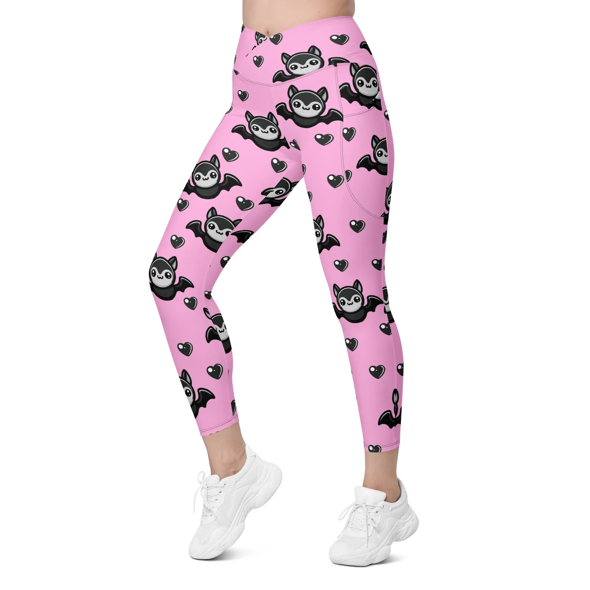 Cute Bats Crossover Leggings With Pockets