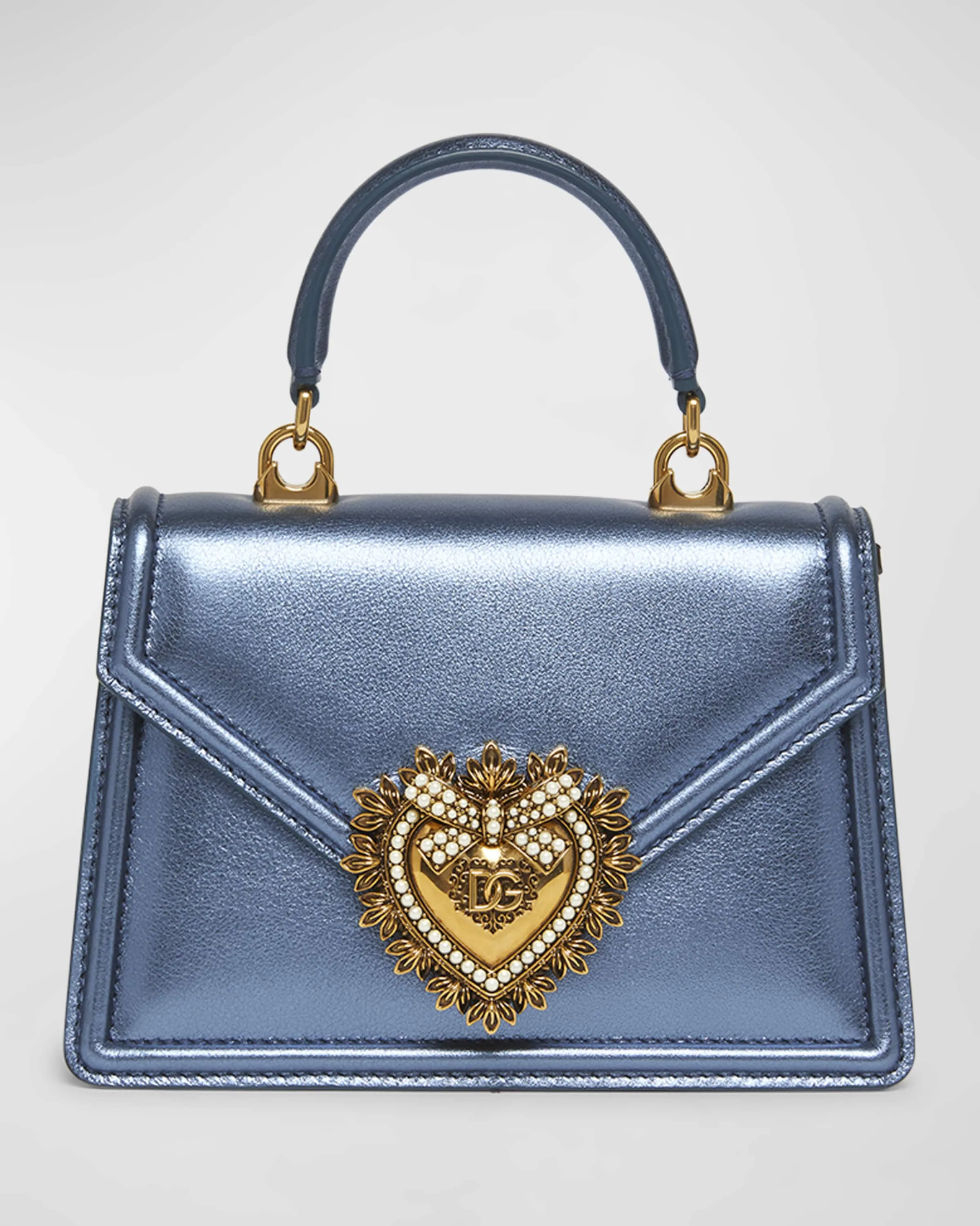 Devotion Mini Metallic Leather Top-Handle Bag