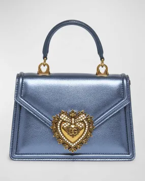 Devotion Mini Metallic Leather Top-Handle Bag