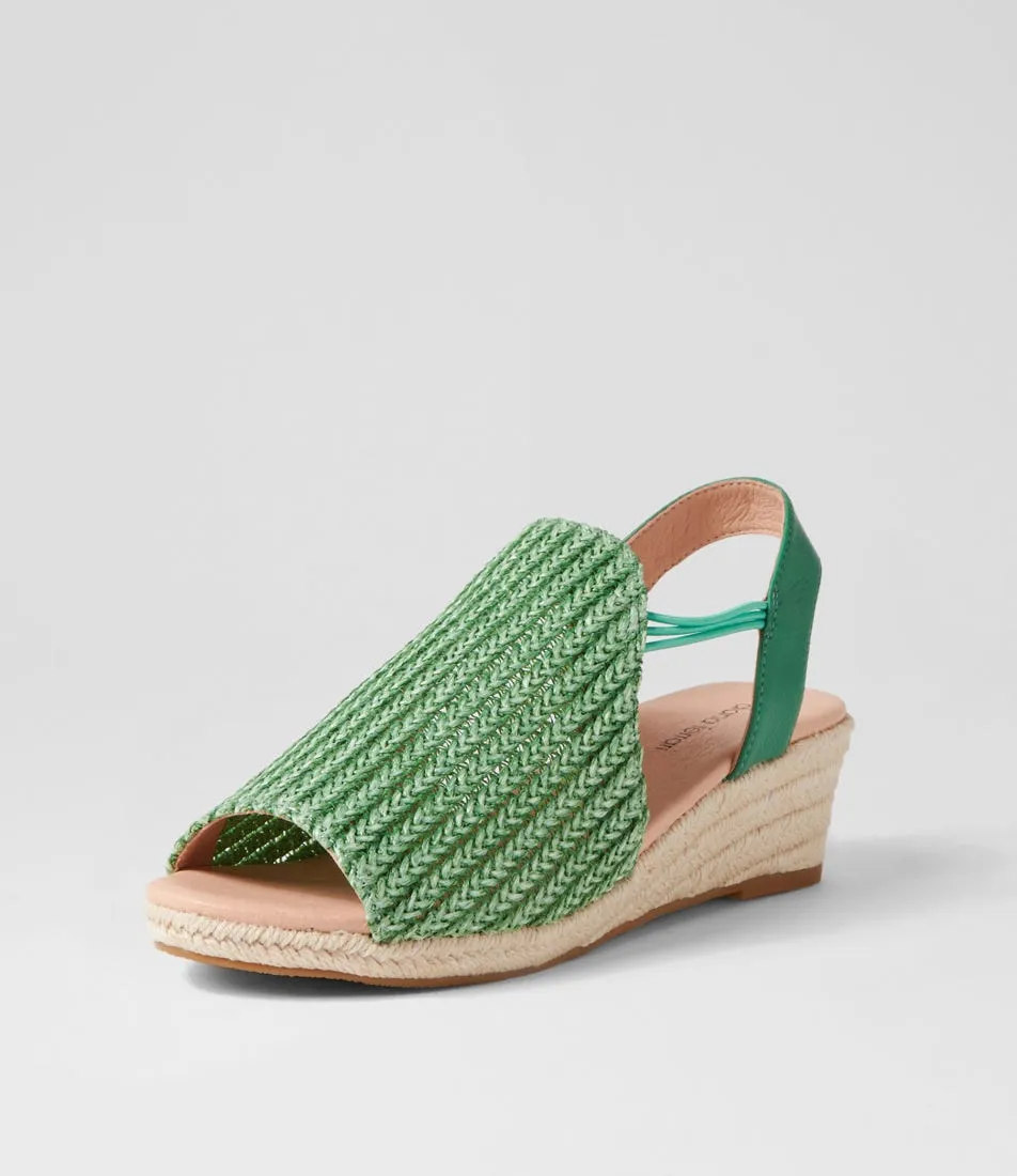 DIANA FERRARI Hutchens Emerald Wash Synthetic Raffia Leather Sandals