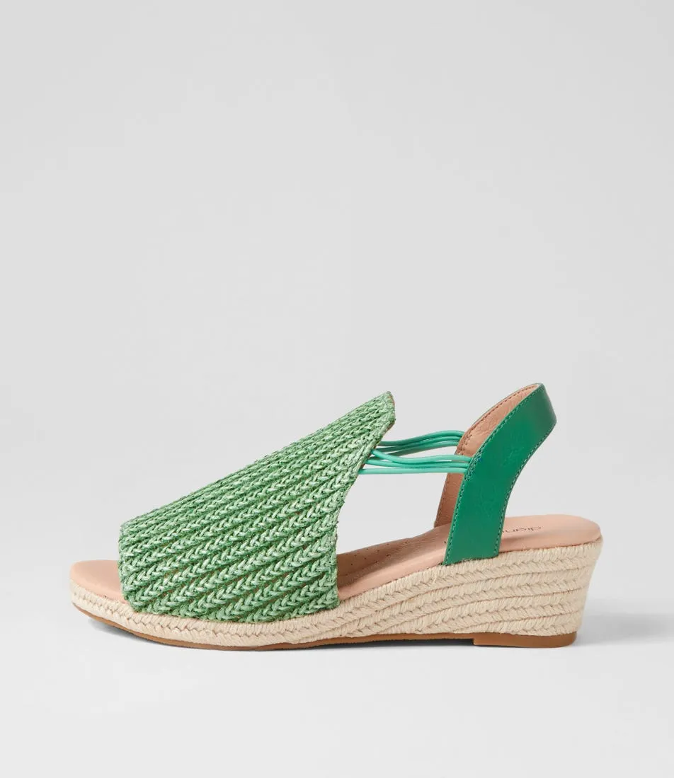 DIANA FERRARI Hutchens Emerald Wash Synthetic Raffia Leather Sandals