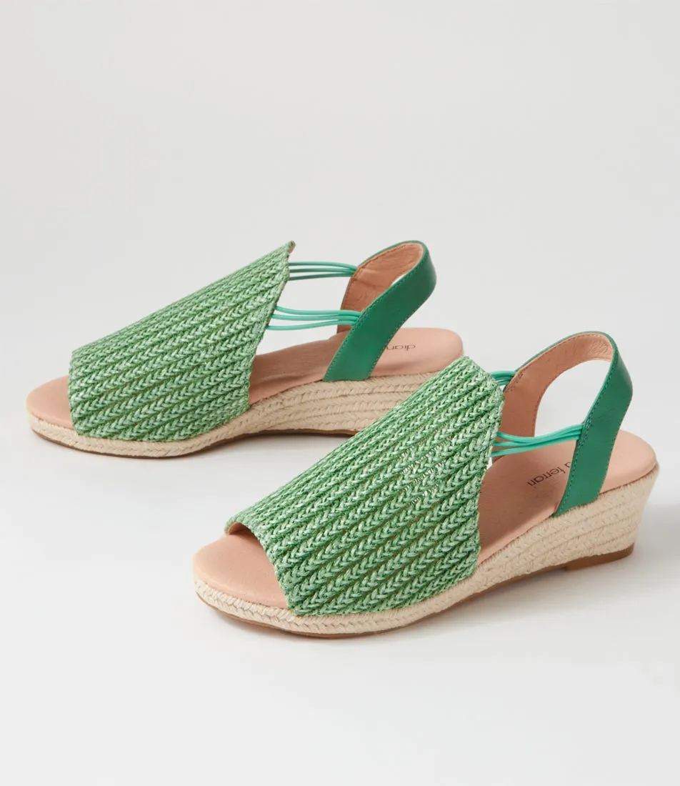 DIANA FERRARI Hutchens Emerald Wash Synthetic Raffia Leather Sandals