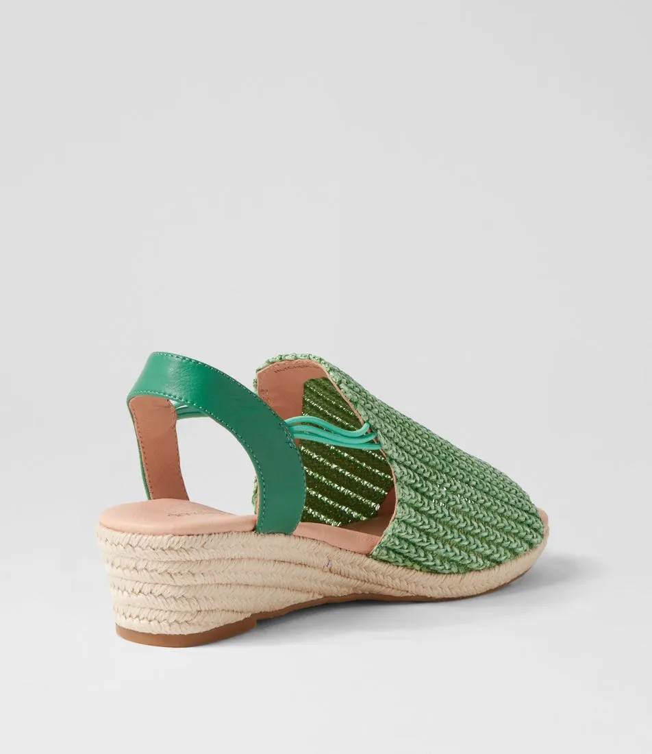 DIANA FERRARI Hutchens Emerald Wash Synthetic Raffia Leather Sandals