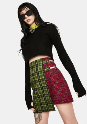 Disturb Plaid Wrap Skirt-