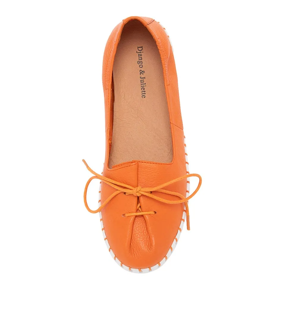 DJANGO & JULIETTE Haydee Bright Orange Leather Sneakers Ws