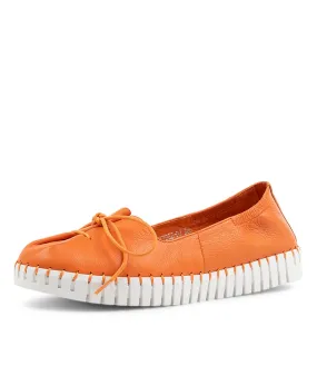 DJANGO & JULIETTE Haydee Bright Orange Leather Sneakers Ws