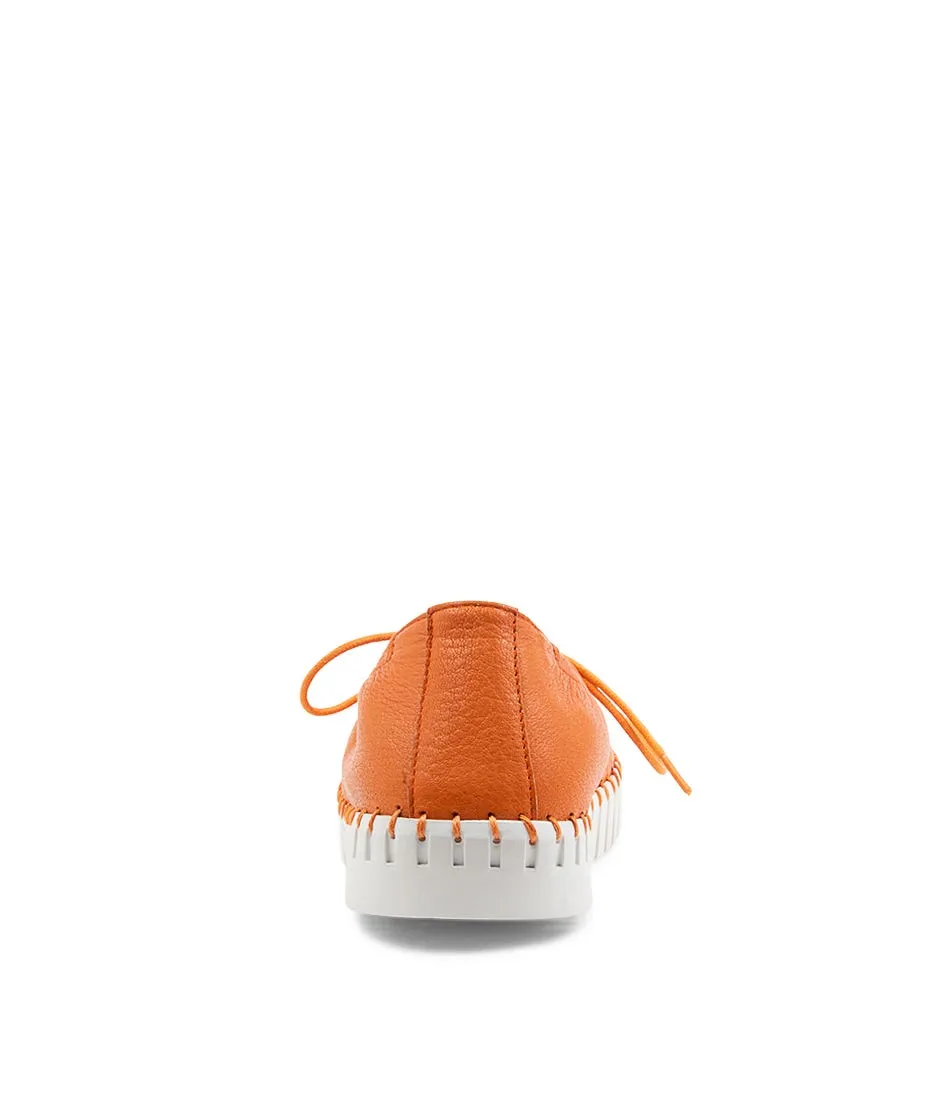 DJANGO & JULIETTE Haydee Bright Orange Leather Sneakers Ws