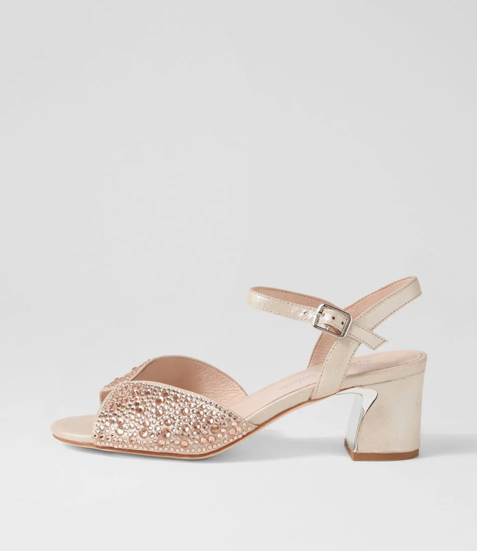 DJANGO & JULIETTE Juba Nude Shimmer Nude Leather Jewels Sandals