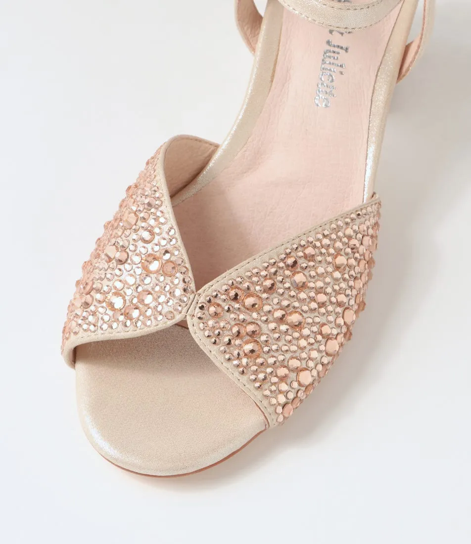 DJANGO & JULIETTE Juba Nude Shimmer Nude Leather Jewels Sandals