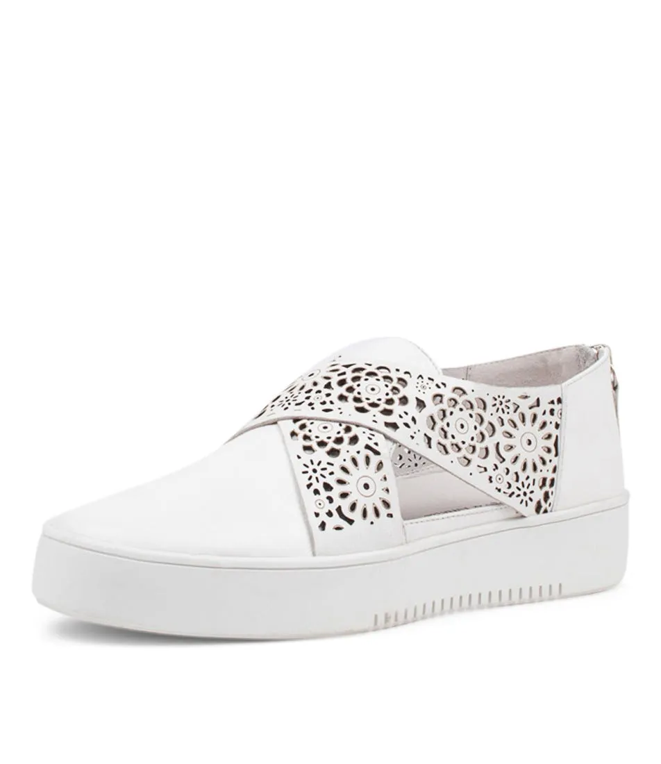 DJANGO & JULIETTE Laddes White Leather Sneakers Ws