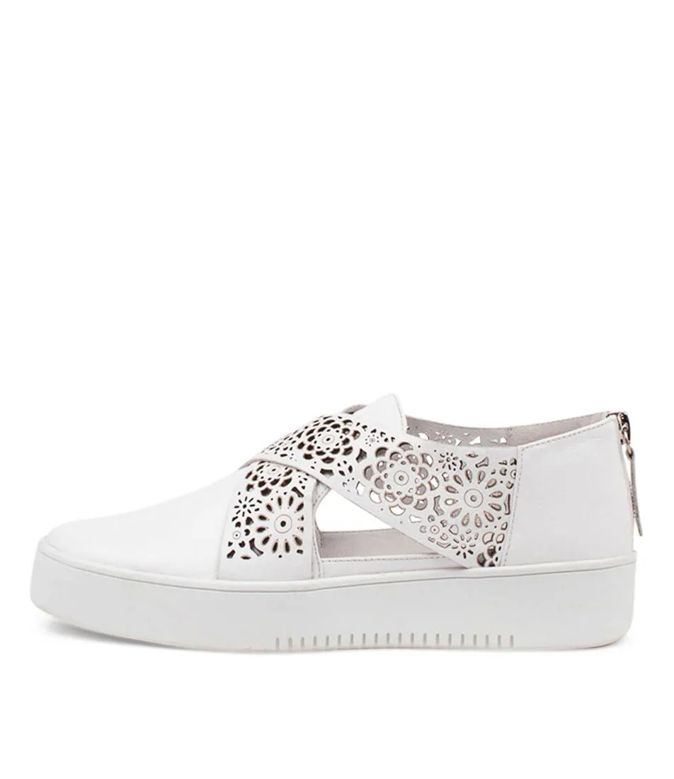 DJANGO & JULIETTE Laddes White Leather Sneakers Ws