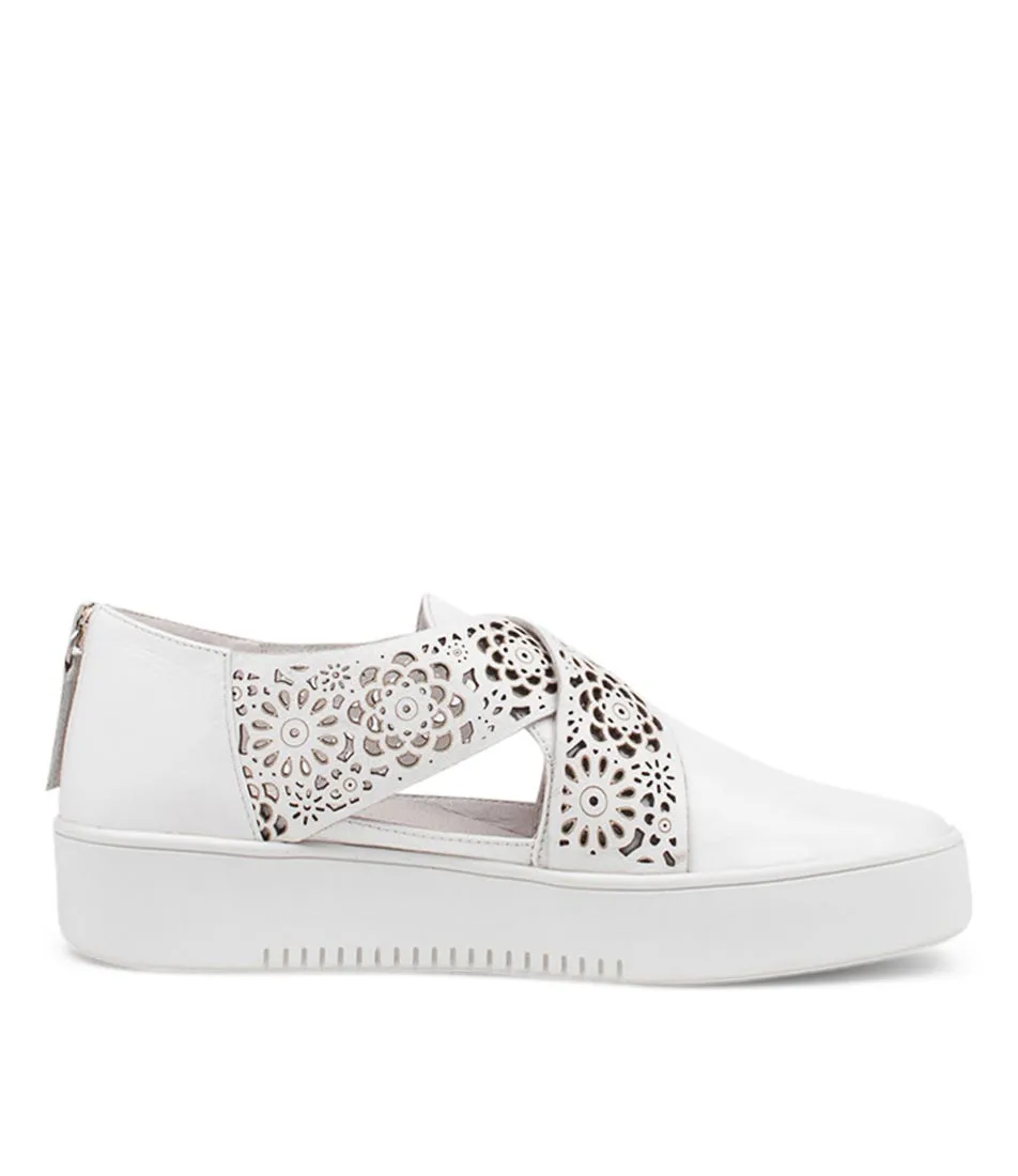 DJANGO & JULIETTE Laddes White Leather Sneakers Ws