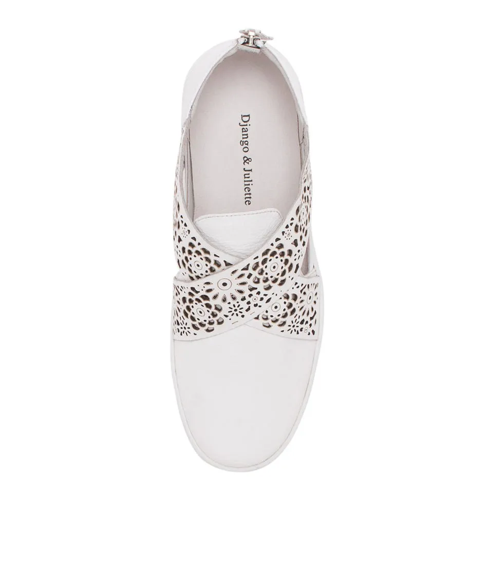 DJANGO & JULIETTE Laddes White Leather Sneakers Ws