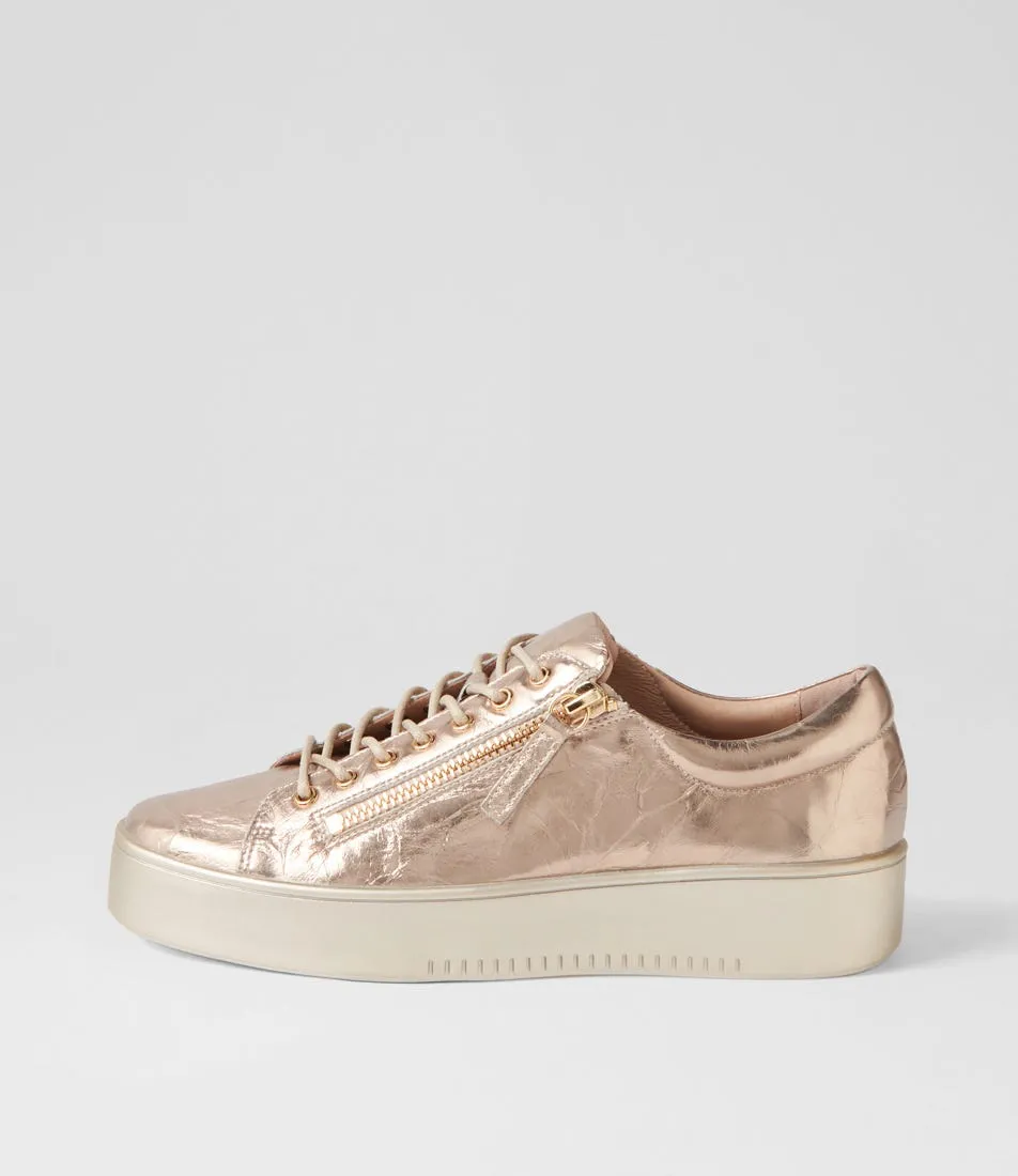 DJANGO & JULIETTE Laila Champagne Shine Champ Leather Sneakers