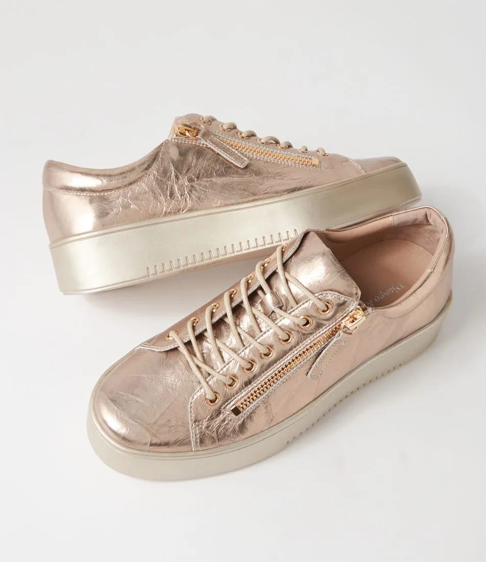 DJANGO & JULIETTE Laila Champagne Shine Champ Leather Sneakers