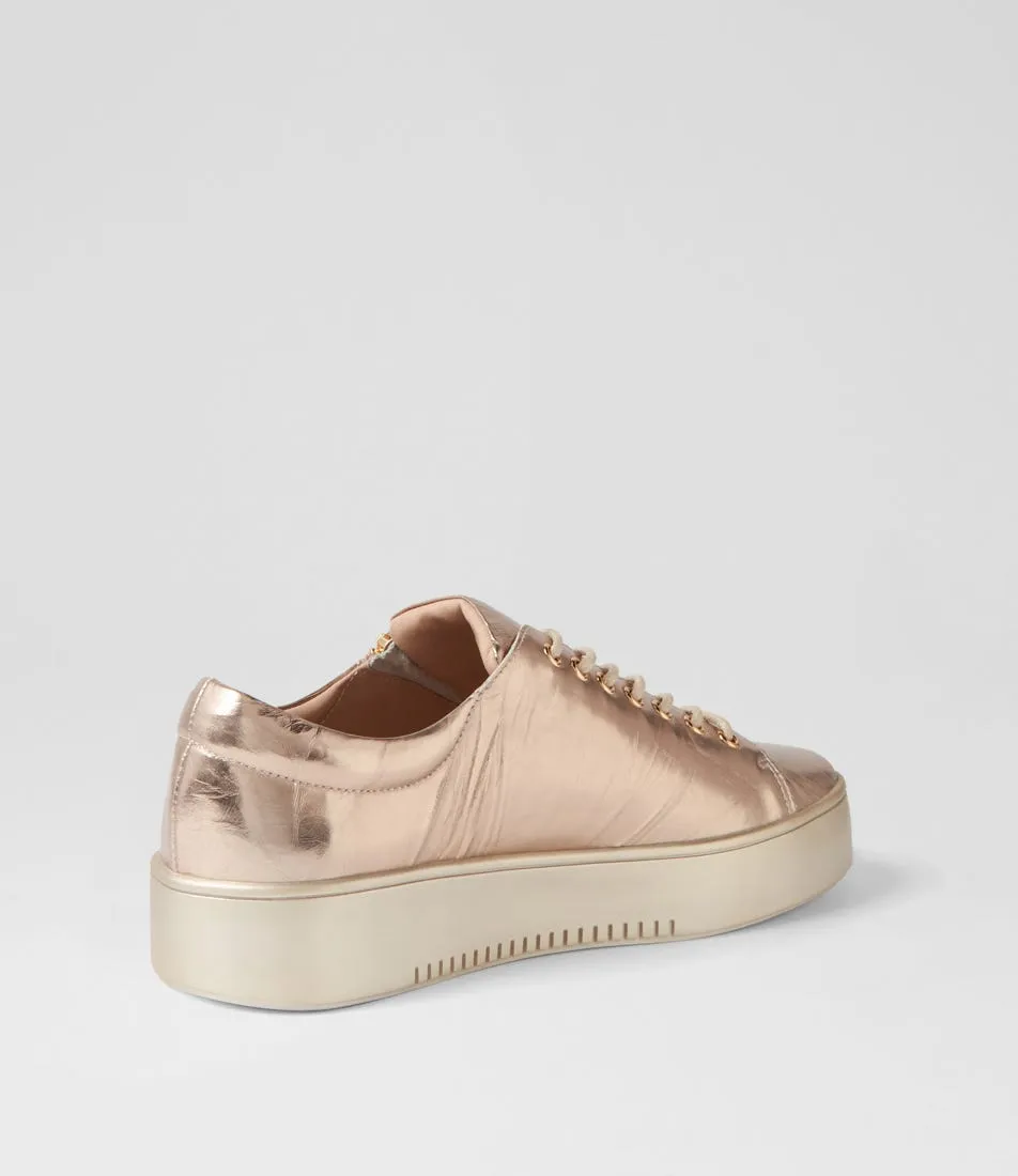 DJANGO & JULIETTE Laila Champagne Shine Champ Leather Sneakers