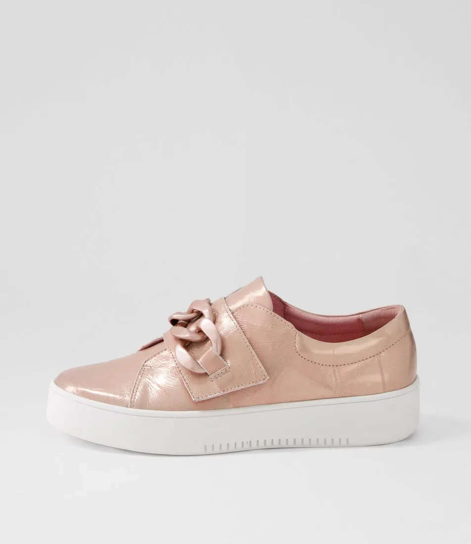 DJANGO & JULIETTE Layan Pink Shine White Leather Sneakers