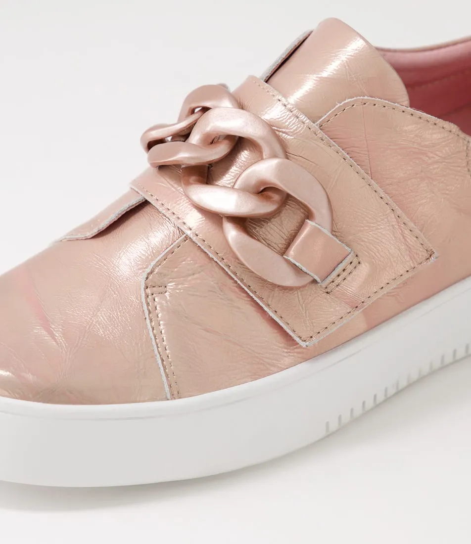 DJANGO & JULIETTE Layan Pink Shine White Leather Sneakers