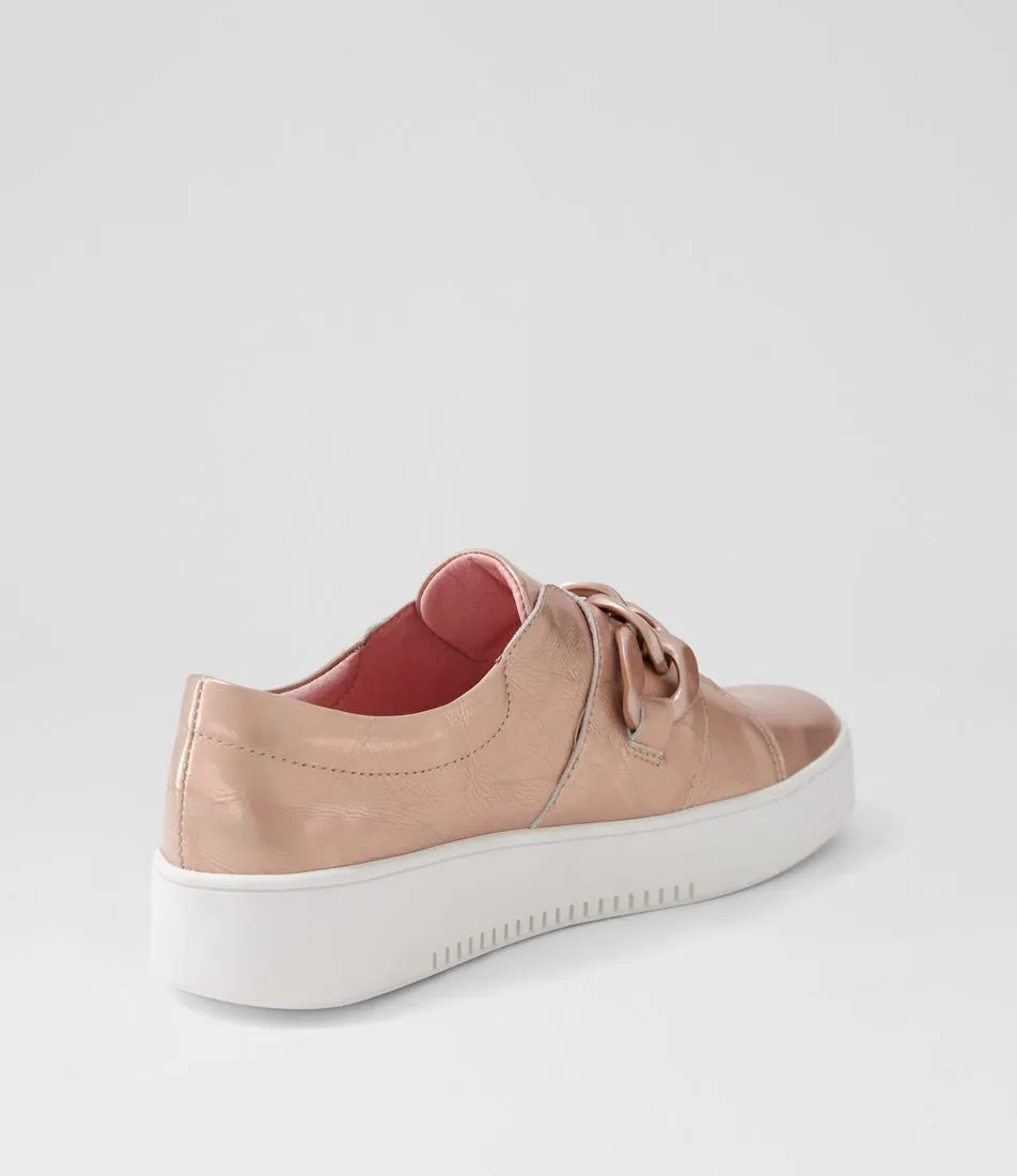 DJANGO & JULIETTE Layan Pink Shine White Leather Sneakers