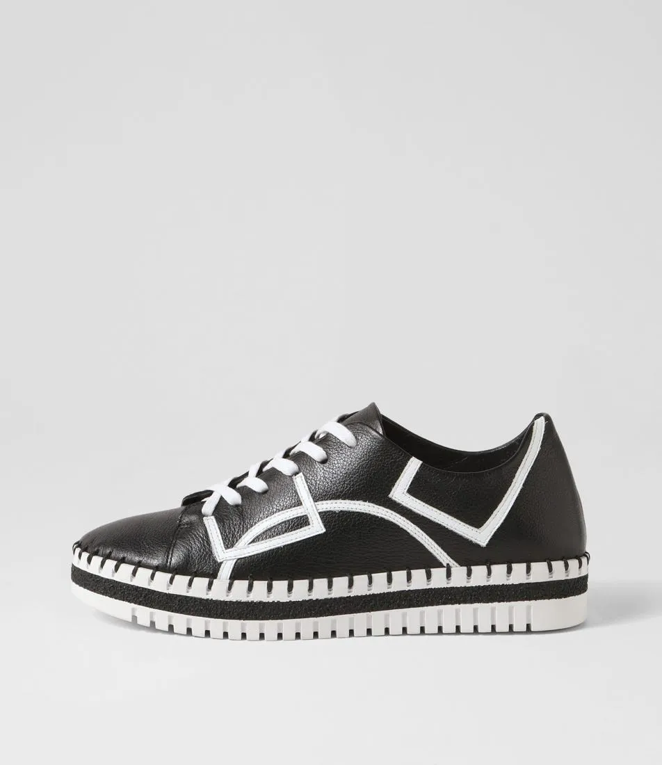 DJANGO & JULIETTE Mando Black White Leather Sneakers